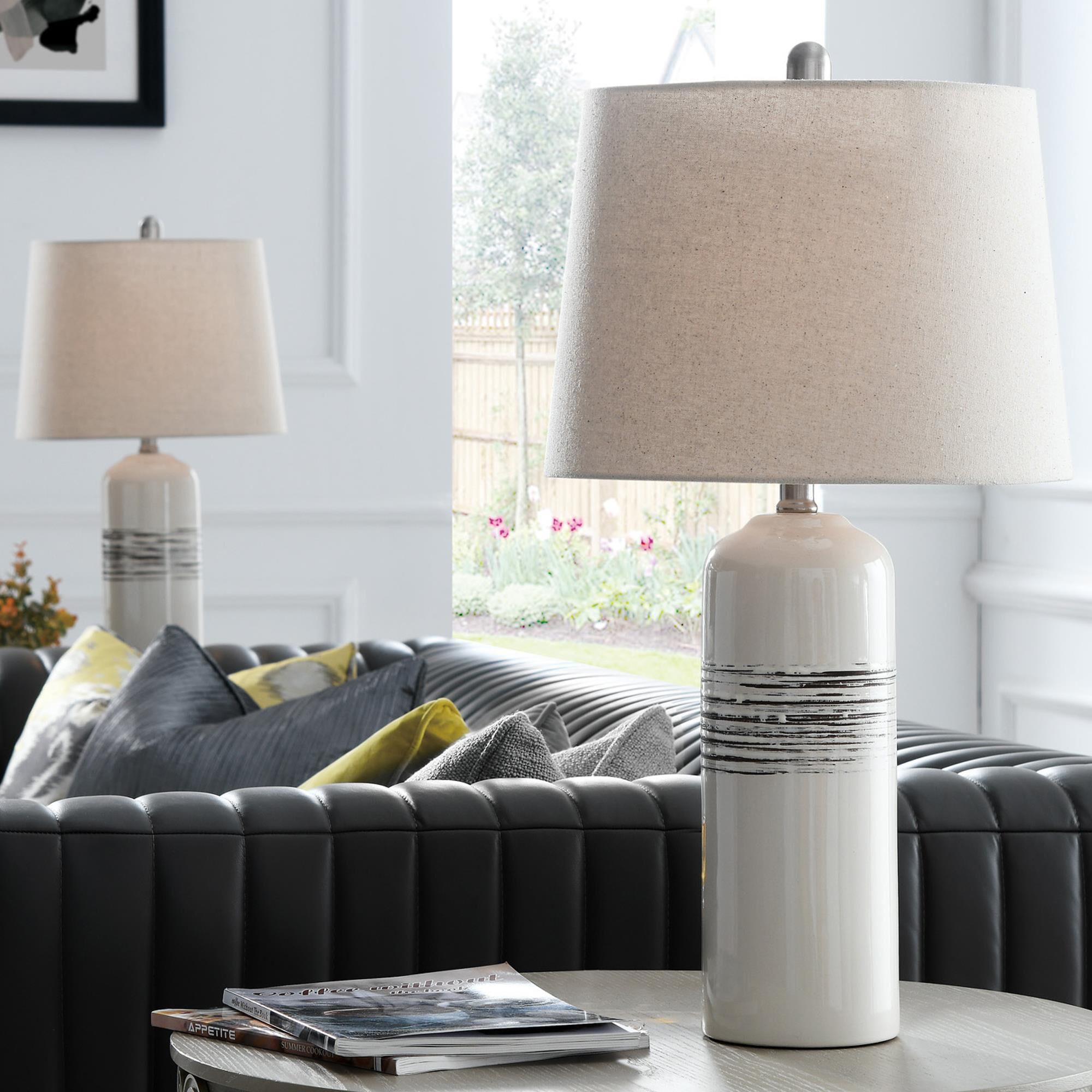 Lite Source Noelle Table Lamp in White (Set of 2)