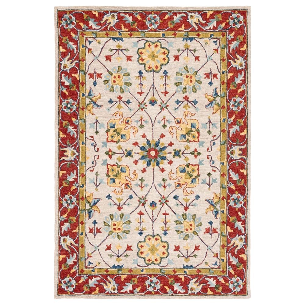 Safavieh Micro-Loop 5" x 8" Beige and Rust Area Rug, , large
