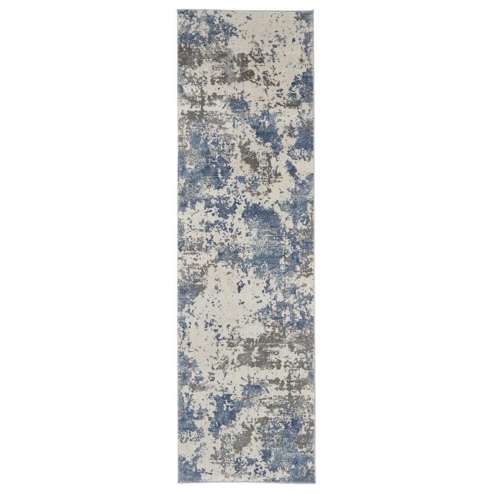 Nourison Rustic Textures RUS08 Grey and Blue 2"2" x 7"6" Runner, , large