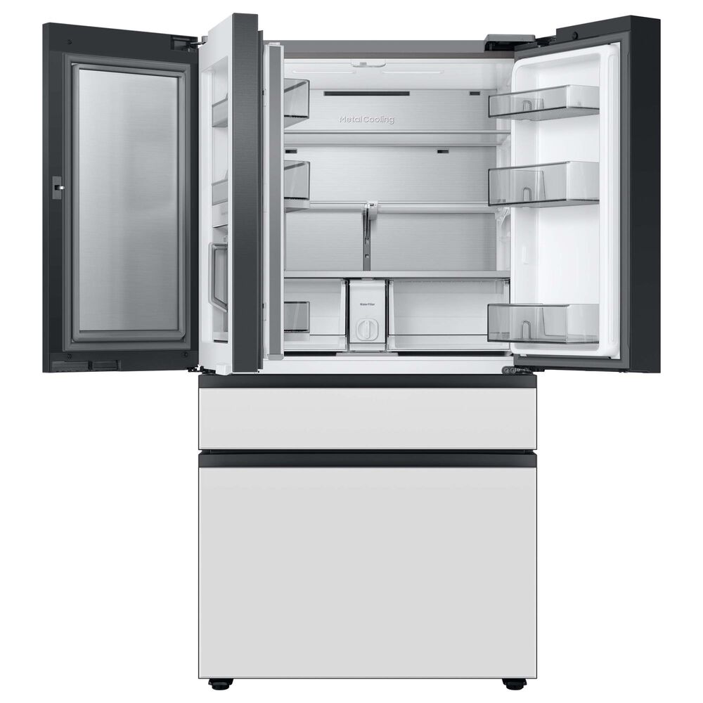 Samsung Bespoke 23 Cu. Ft. Counter Depth French Door Refrigerator with Beverage Center - Morning Blue Glass Top Panel with White Glass Middle and Bottom Panels Included, , large