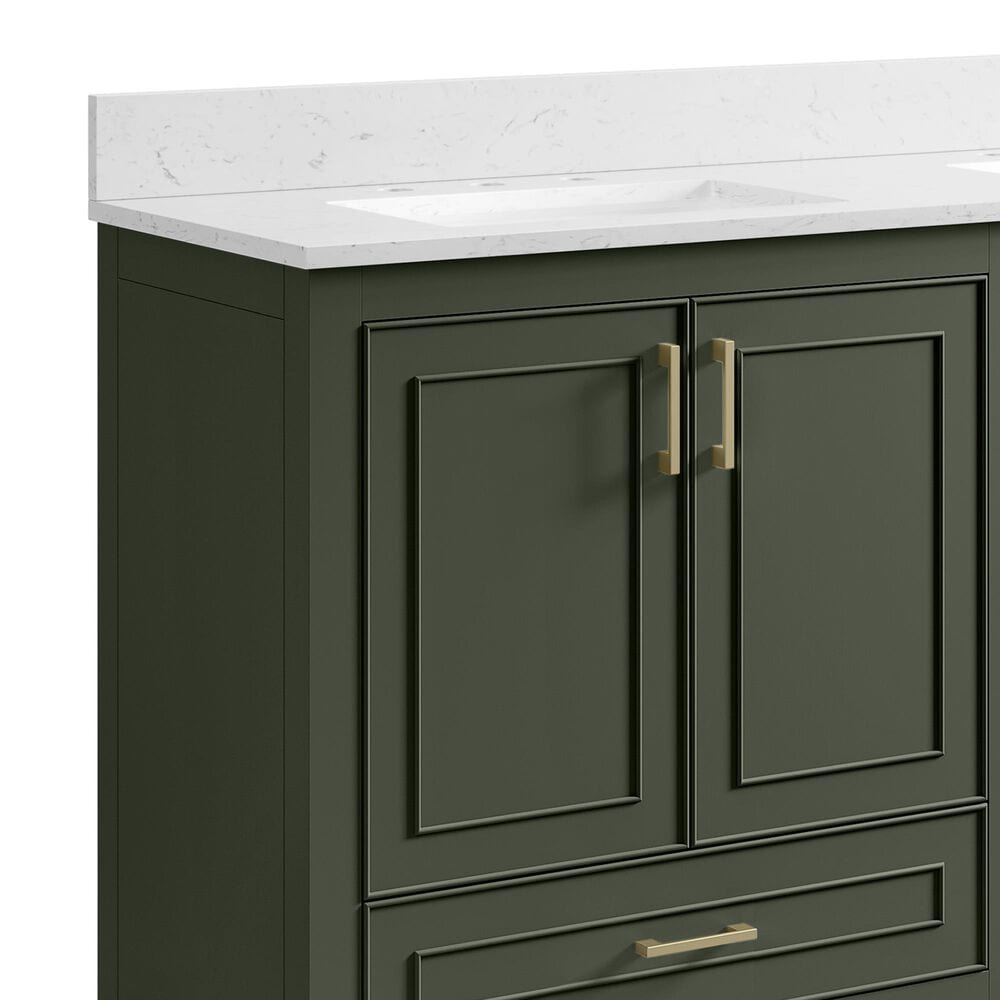 37B Lucerne 60" Double Bathroom Vanity in Deep Olive Green with Marble Top and Backsplash, , large