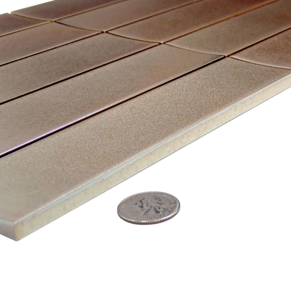 Emser Kaizen Copper 2" x 8" Rectangle on 9" x 15" Satin Porcelain Mosaic Sheet, , large