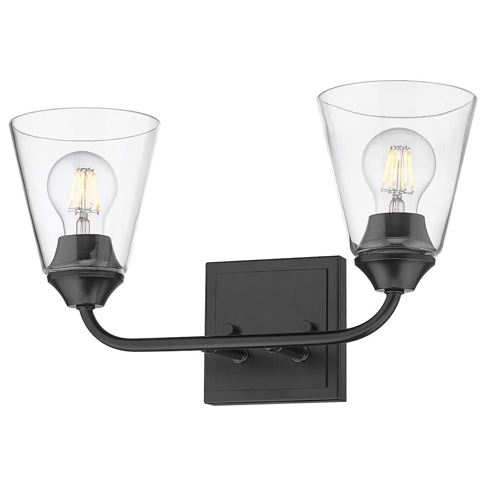 Golden Lighting Ormond 2-Light Bath Vanity with Glass Shade in Matte Black, , large