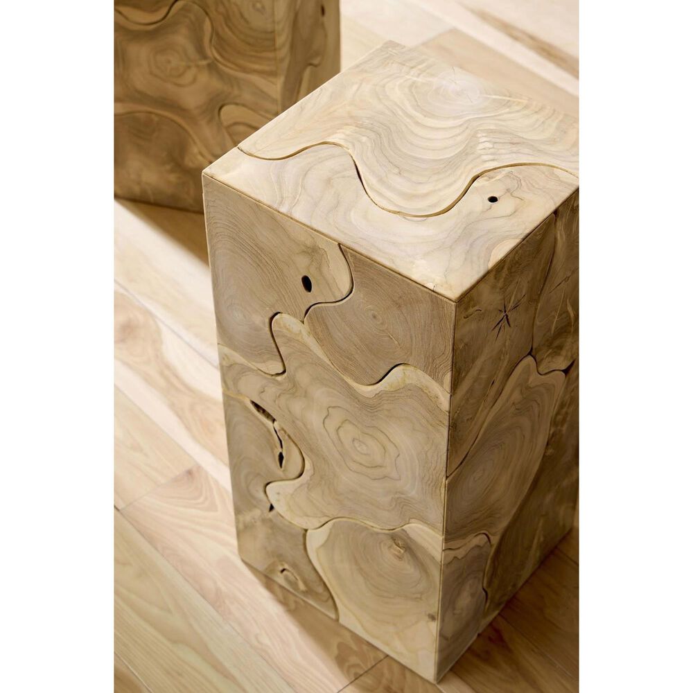 TimberHaus Teak Slice Large Square Pedestal in Bleached Teak, , large