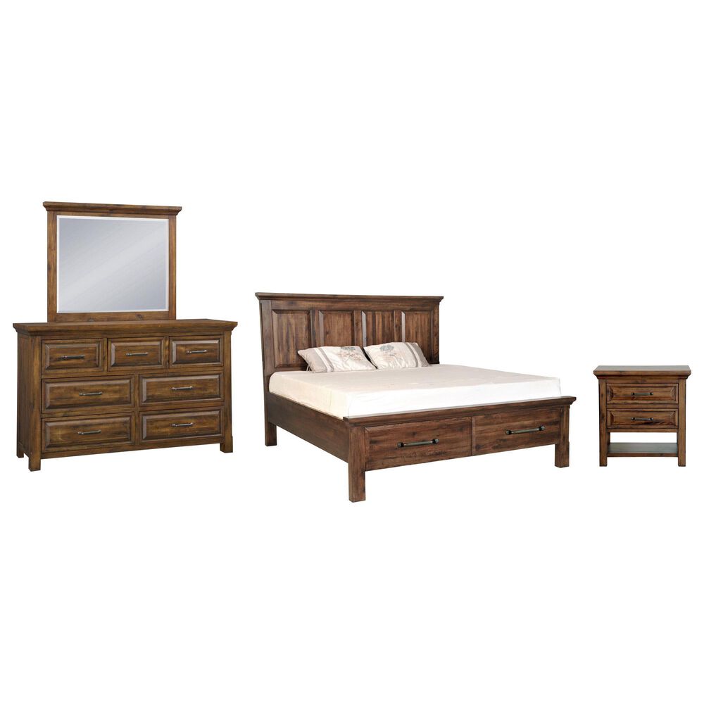 Cedar and Sage Hill Crest 4 Piece California King Storage Bedroom Set in Chestnut, , large