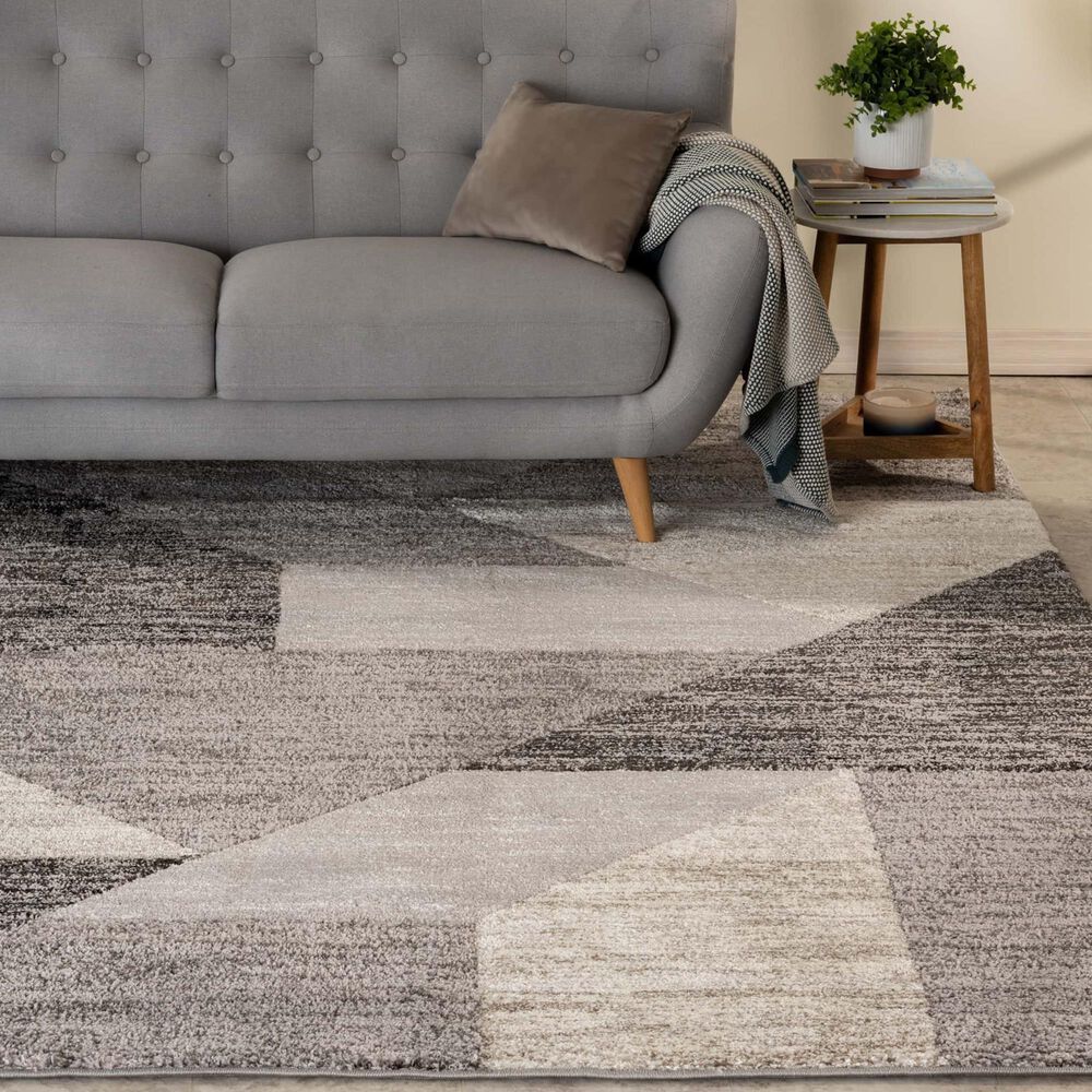 Central Oriental Structures Torrent Adley Soot and Cloud 7&#39;10&quot; x 9&#39;10&quot; Area Rug, , large
