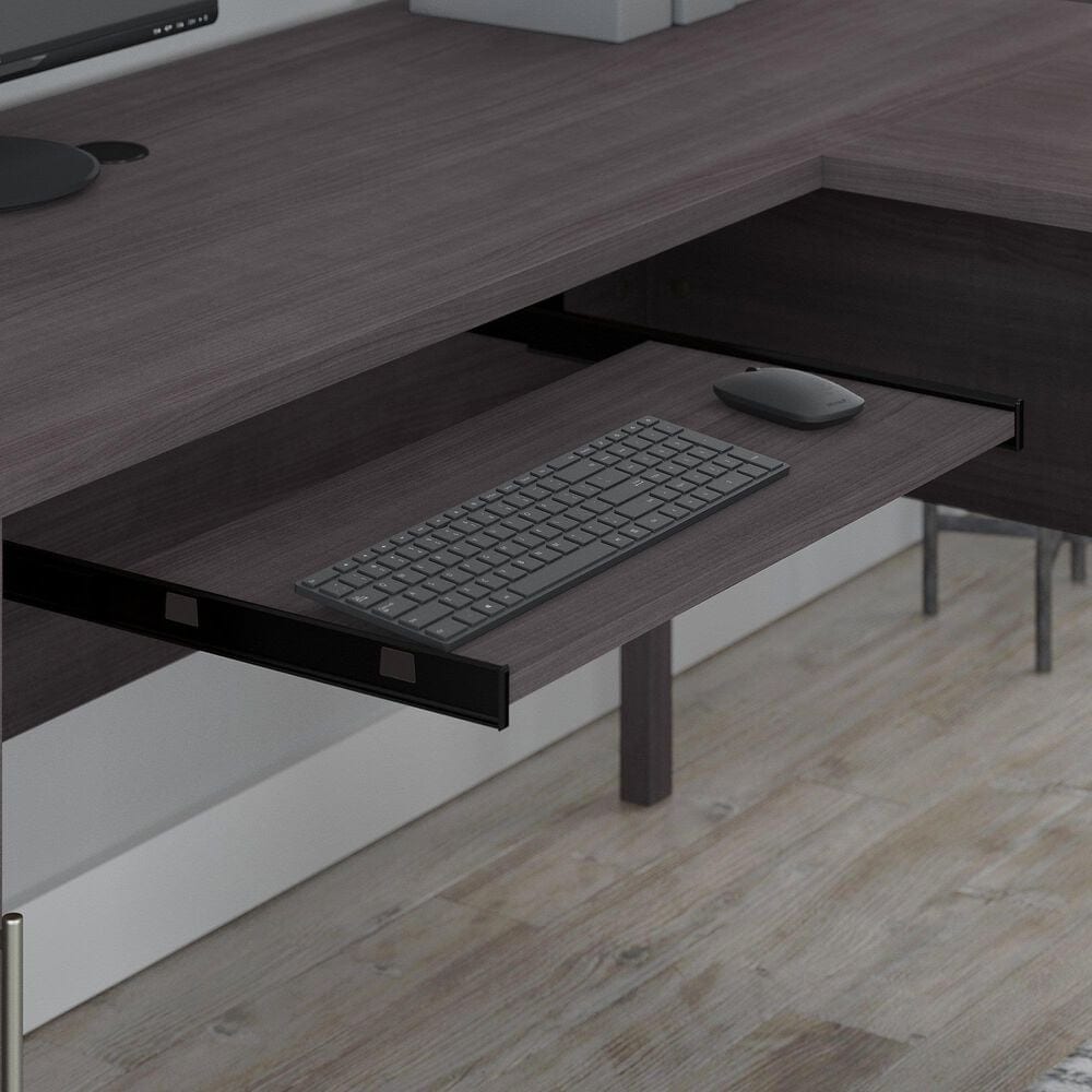 Bush Somerset 60&quot; L-Shaped Desk with Hutch in Storm Gray, , large