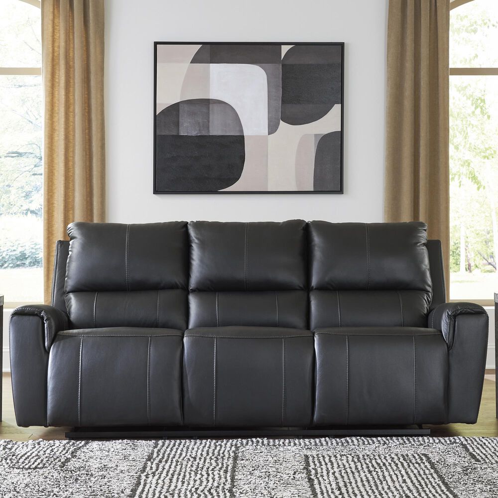 Ashley Glossmore Manual Reclining Sofa in Black, , large