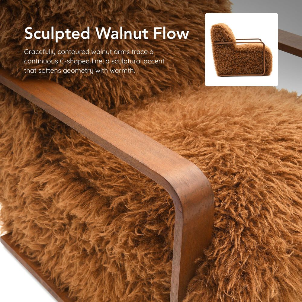 Furniture of America Neyra Long-Haired Accent Chair in Camel Brown, , large