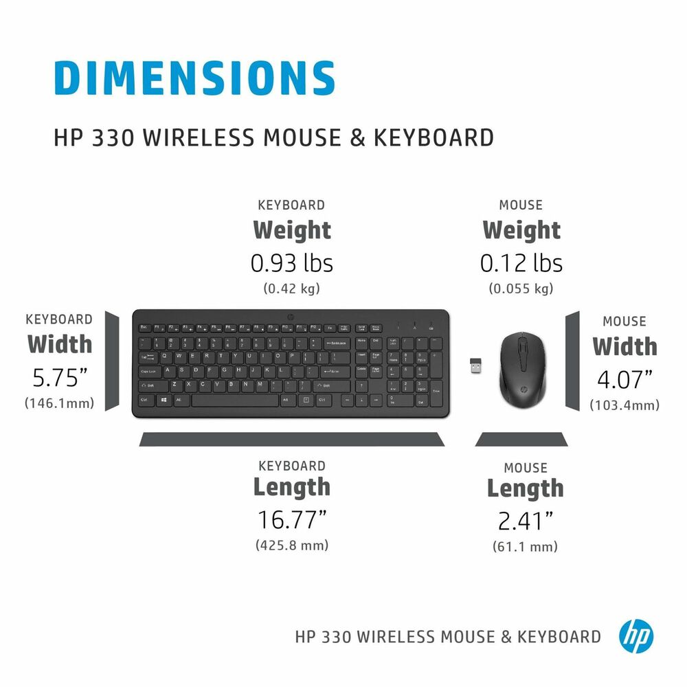 HP 330 Wireless Mouse and Keyboard Combination in Black, , large