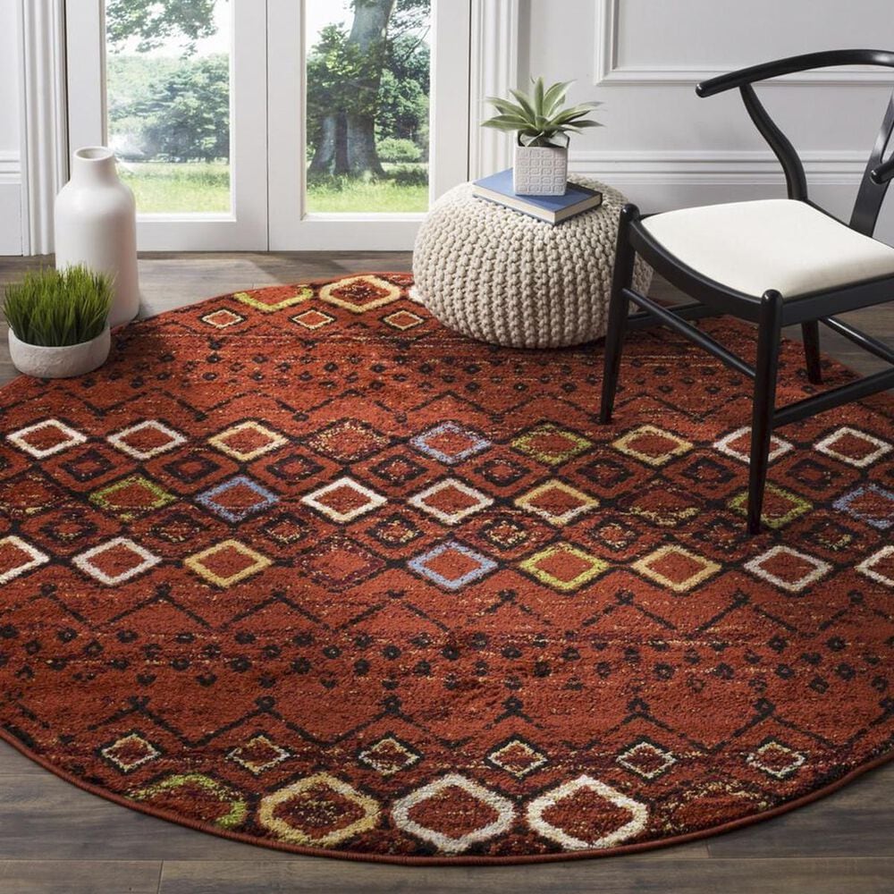 Safavieh Amsterdam AMS108D-5R 5"1" Round Terracotta/Multi Area Rug, , large
