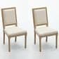 Hearth and Haven Upholstered Side Chair with Square Backrest in Beige (Set of 2), , large