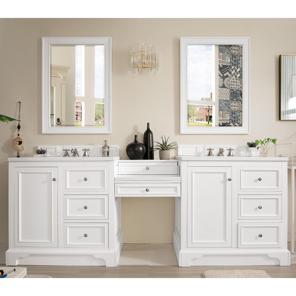 James Martin De Soto 94" Double Bathroom Vanity in Bright White with 3 cm Classic White Quartz Top, , large