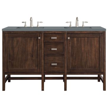 James Martin Addison 60" Double Bathroom Vanity in Mid Century Acacia with 3 cm Cala Blue Quartz Top and Rectangular Sinks, , large