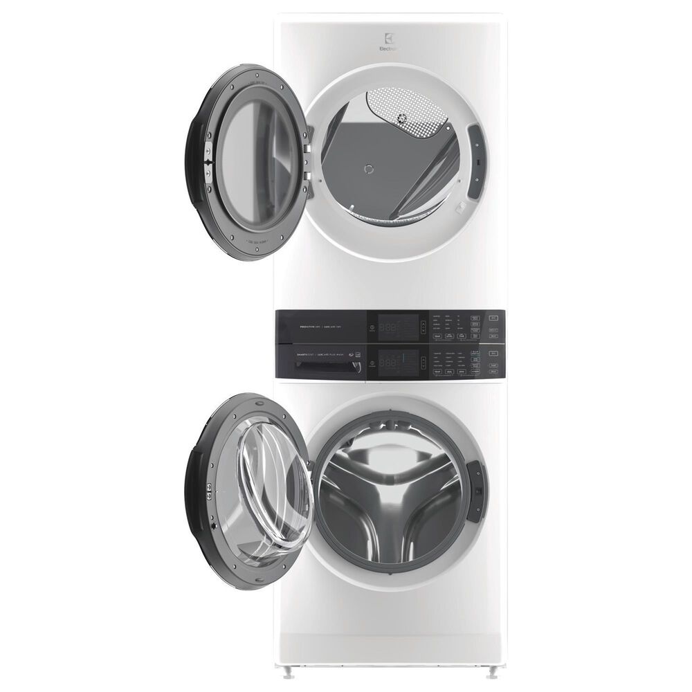 Electrolux 600 Series 4.5 Cu. Ft. Washer and 8 Cu. Ft. Electric Dryer Stack Laundry with Chili Red Ergorapido Pet Vacuum in White, , large
