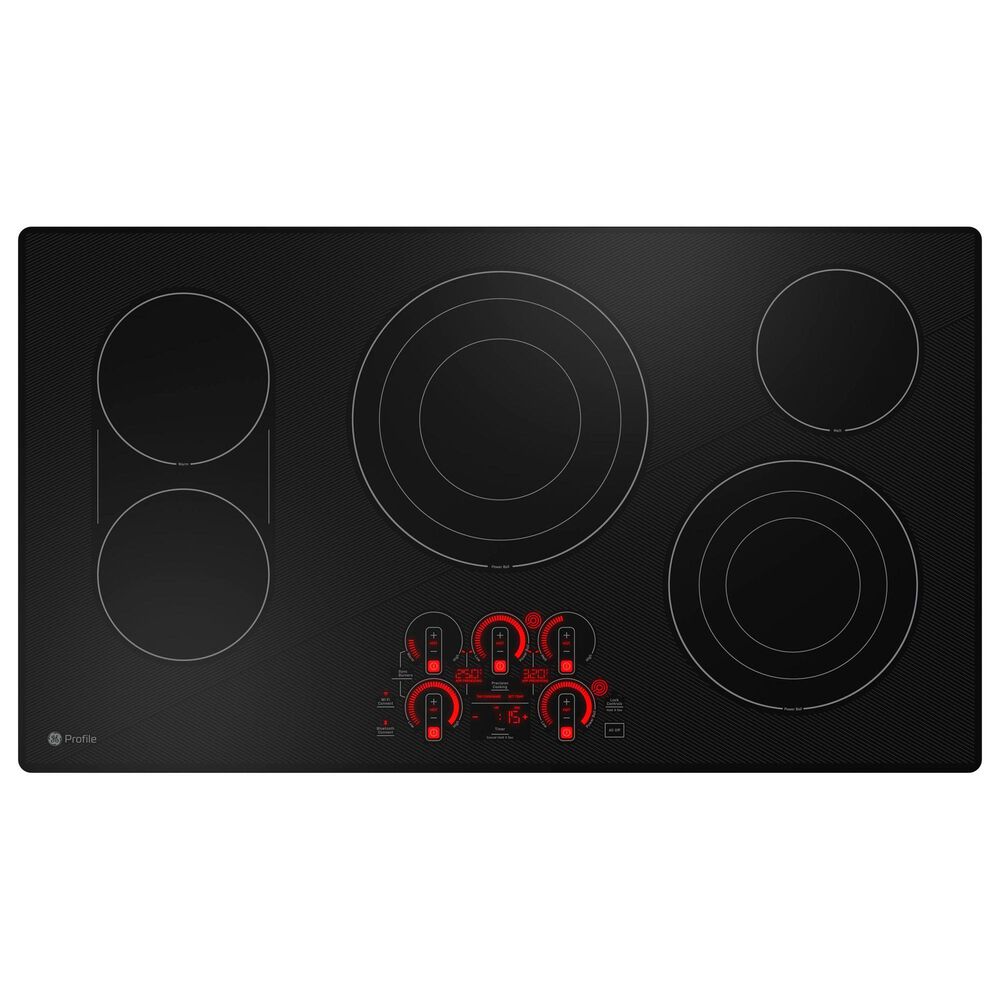 GE Profile 2-Piece Kitchen Package with Stainless Steel 30" Built-In Microwave Combination Wall Oven and Black 36" Electric Cooktop, , large
