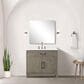 Lexora Home Laurel 36" Single Bathroom Vanity in Grey Oak with White Quartz Top and Rectangular Sink, , large