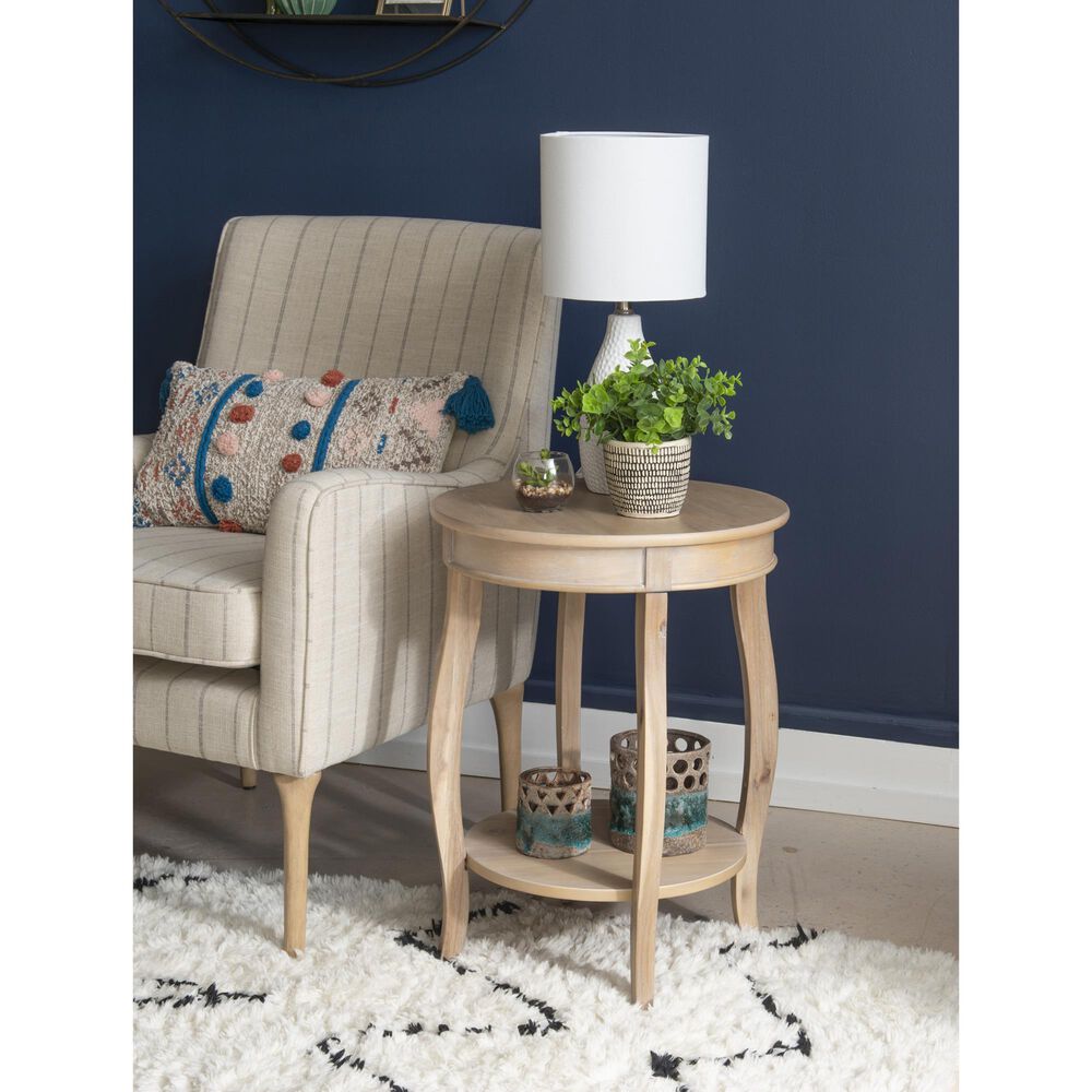 Linon Home Decor Aura Round Side Table in Natural, , large