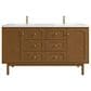 James Martin Laurent 60" Double Bathroom Vanity in Honey Oak with Single Hole 3 cm White Zeus Silestone Top and Rectangular Sinks, , large