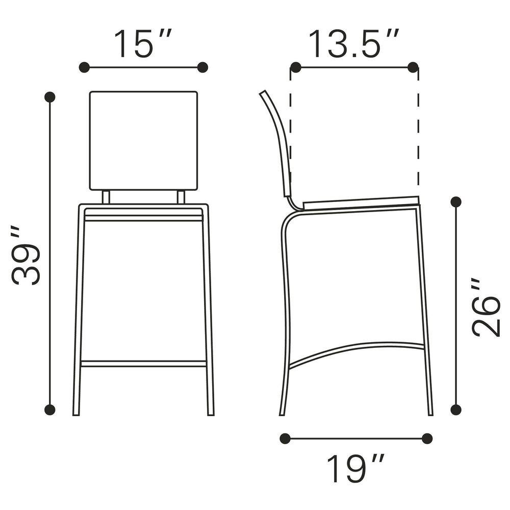 Zuo Modern Criss Cross Counter Stool in Black &#40;Set of 2&#41;, , large