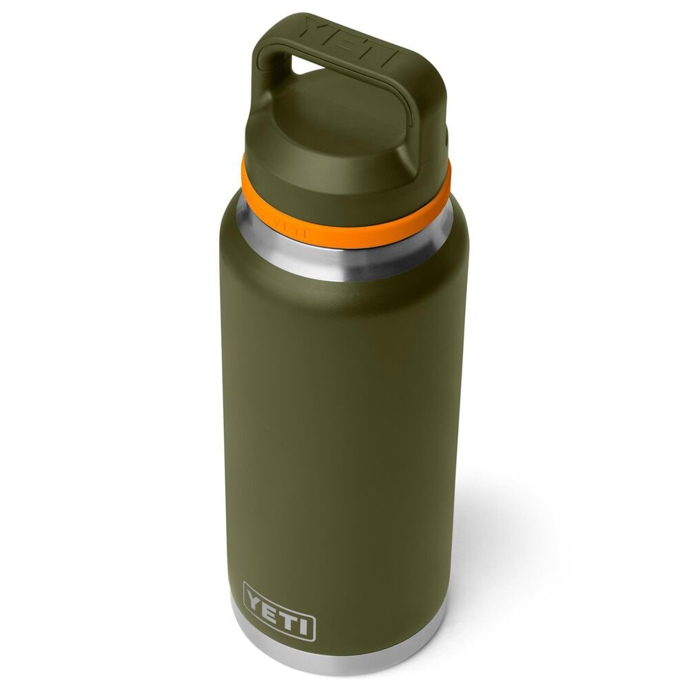 YETI Rambler 36 Oz Water Bottle with Color-Blocked Chug Cap in Olive and King Crab Orange, , large