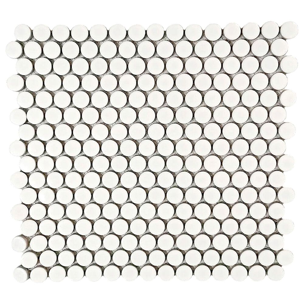 Emser Influence White 11" x 12" Porcelain Mosaic Sheet, , large