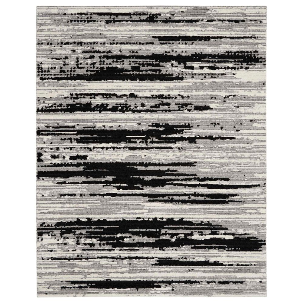 Nourison Zermatt ZER02 8" x 10" Ivory and Charcoal Area Rug, , large