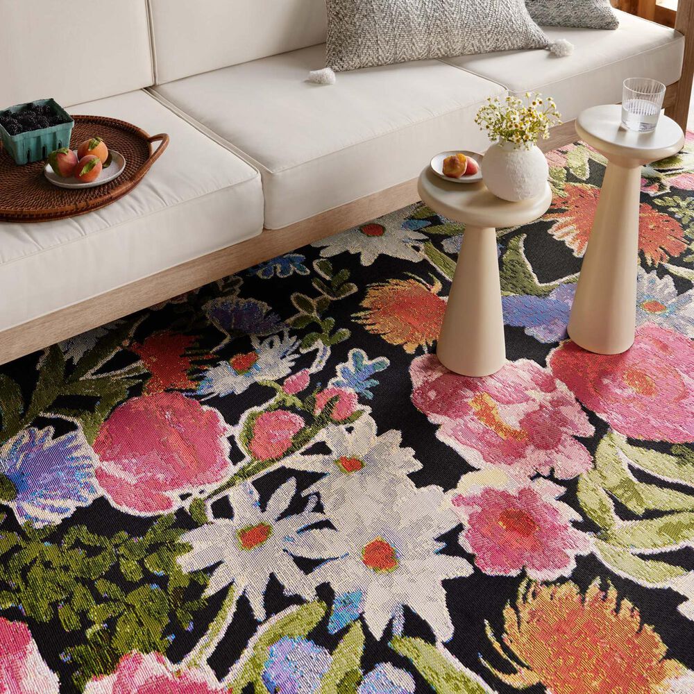 Loloi II Botanical 6&#39;7&quot; x 9&#39;4&quot; Black and Multicolor Area Rug, , large