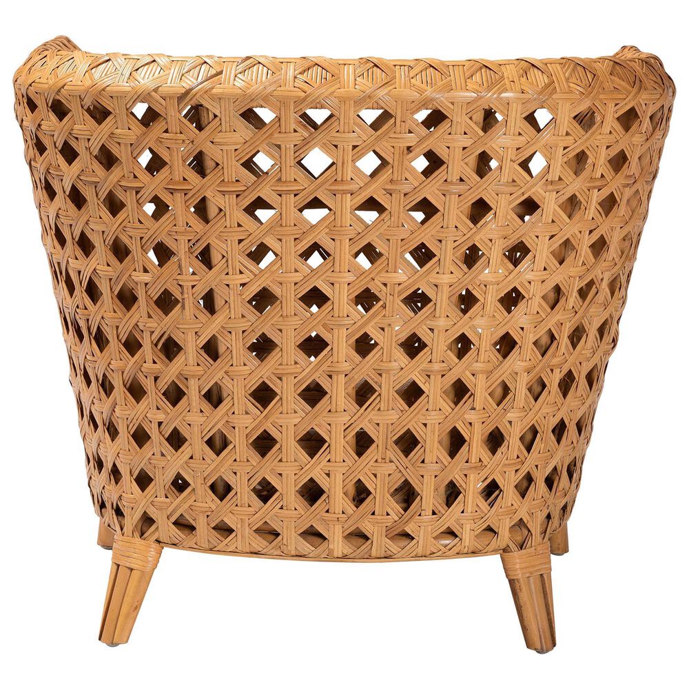 Baxton Studio Daiwa Accent Chair with Light Honey Rattan in White, , large