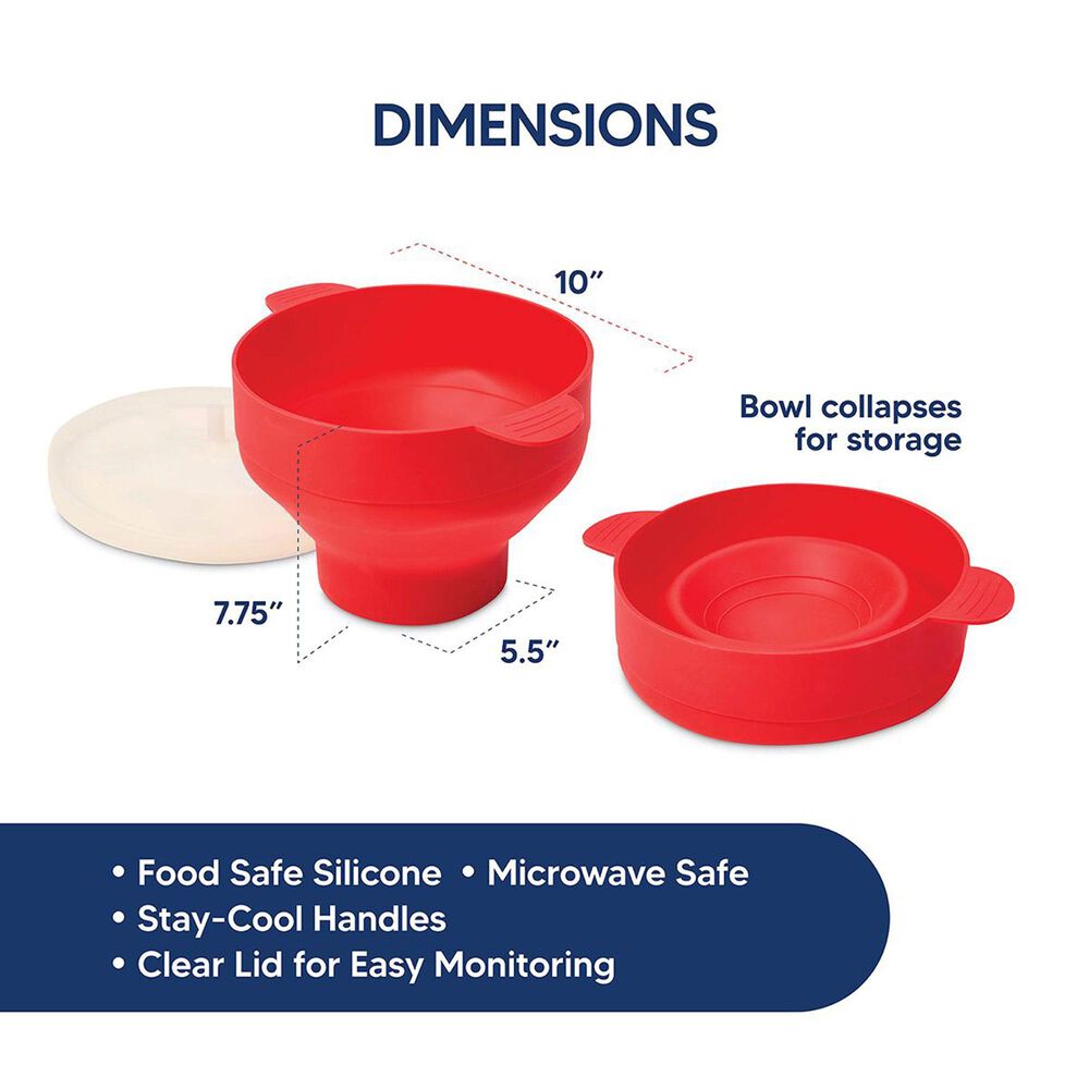 HIC Kitchen Microwave Popcorn Popper in Crimson Red, , large