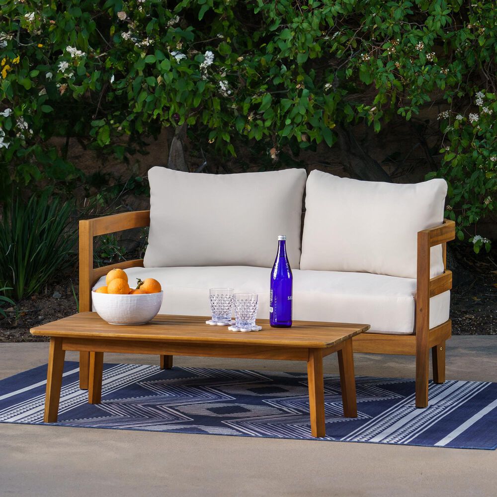 Linon Home Decor Breton 2-Piece Outdoor Conversation Set in Brown, , large