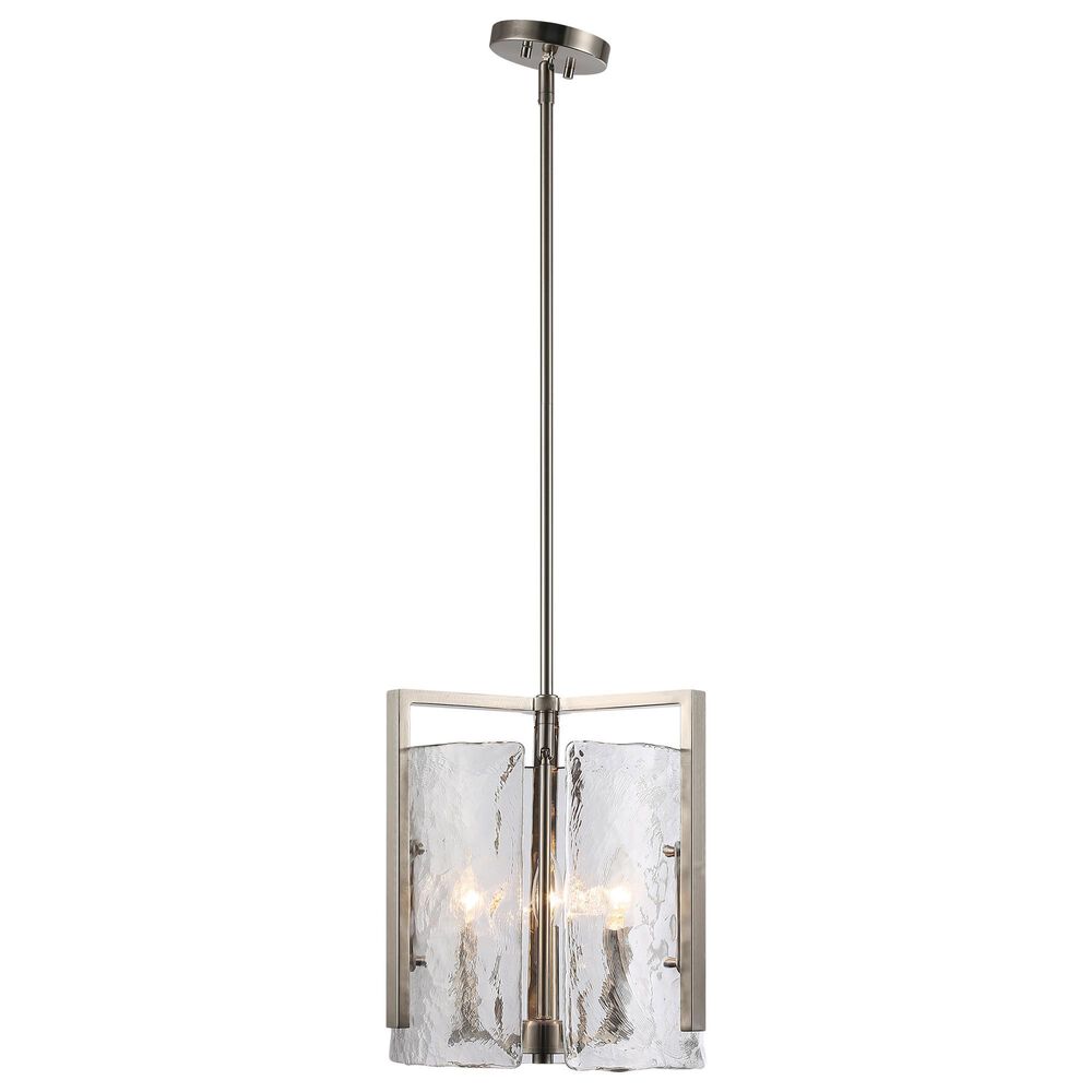 Golden Lighting Aenon 3-Light Wide Taper Candle Pendant with Hammered Water Glass Shade in Pewter, , large