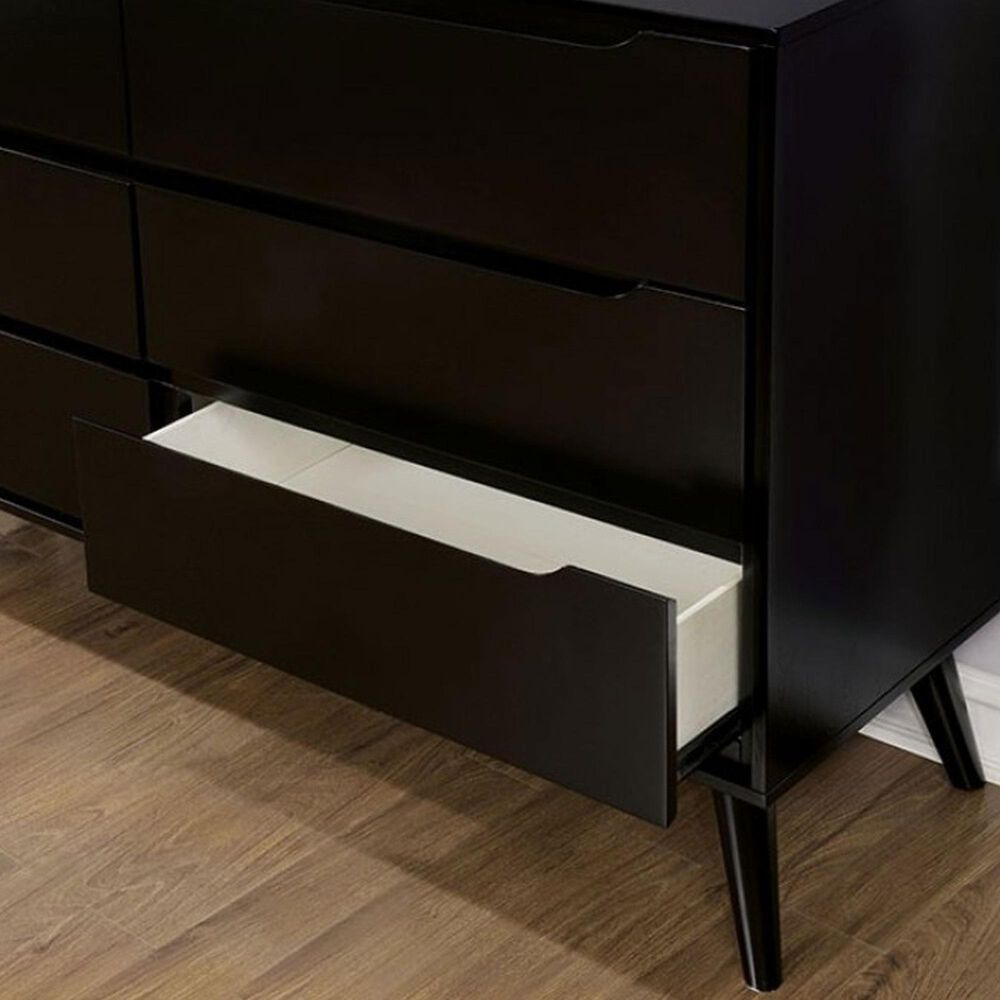Furniture of America Lennart 6-Drawer Dresser and Rectangular Mirror in Black, , large