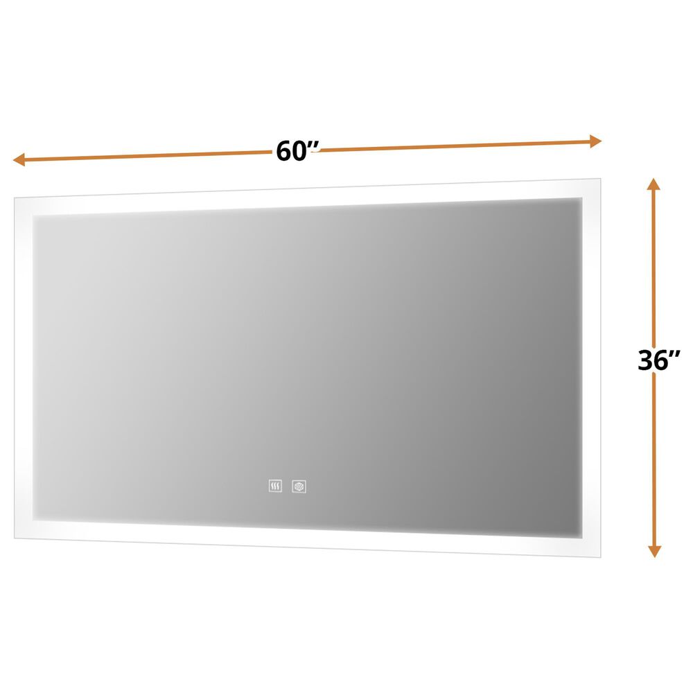 Lexora Home Aurorium 60" x 36" LED Vanity Mirror in White, , large