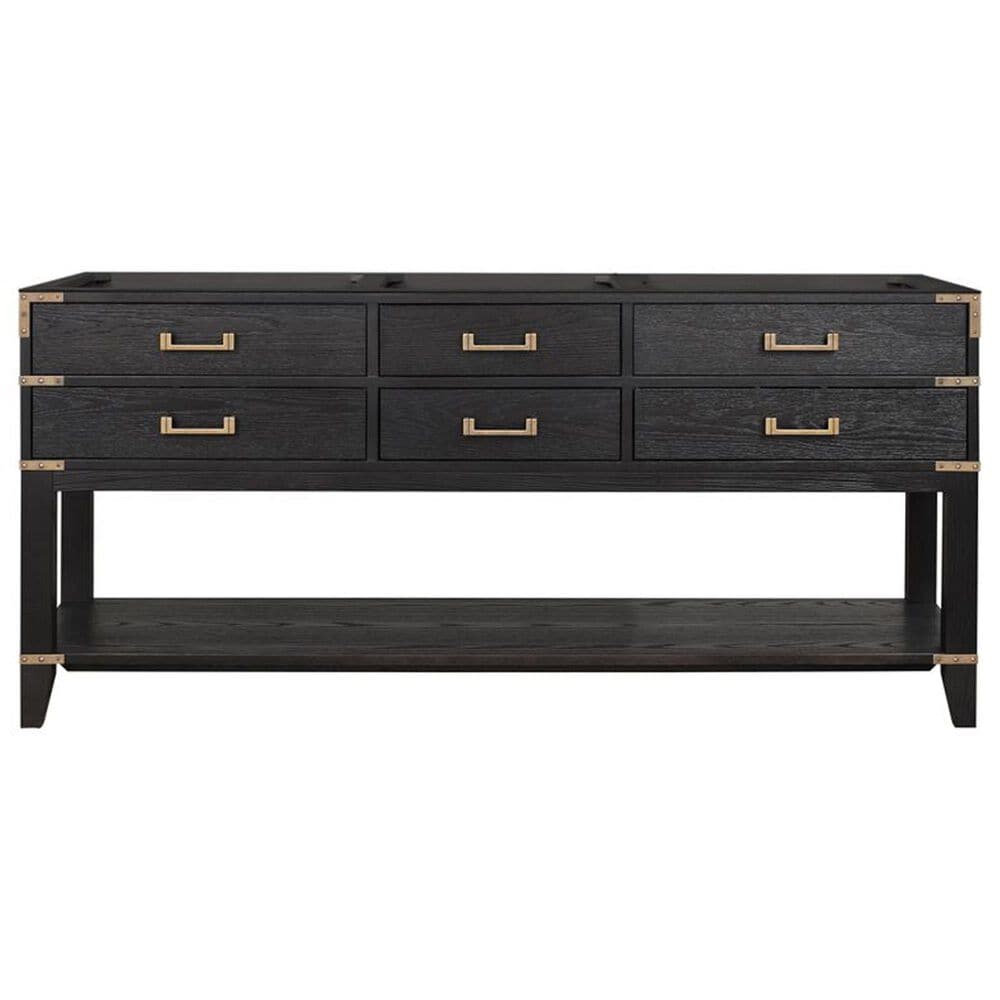 Lexora Home Norwalk 72&quot; Double Bathroom Vanity in Black Oak with White Quartz Top and Rectangular Sinks, , large