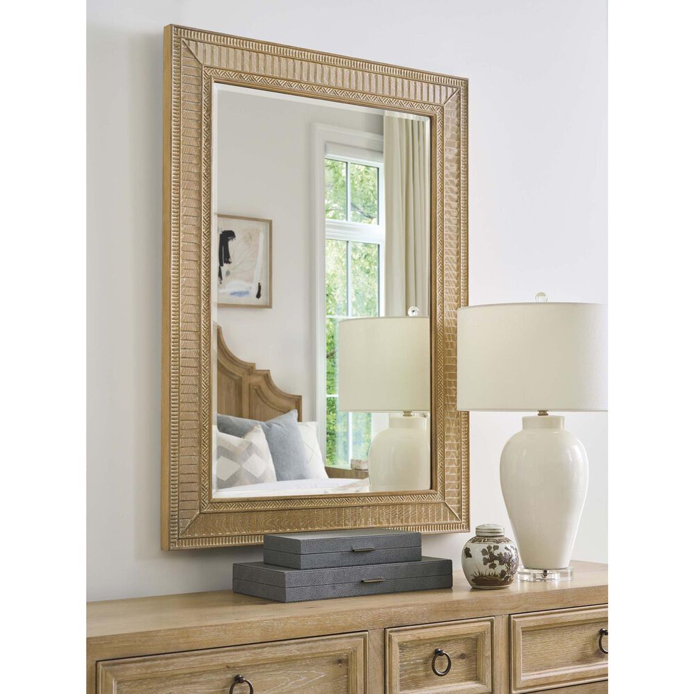 Lexington Home Brands Montecito Harmon Rectangular Mirror in Warm Chestnut and Ivory, , large
