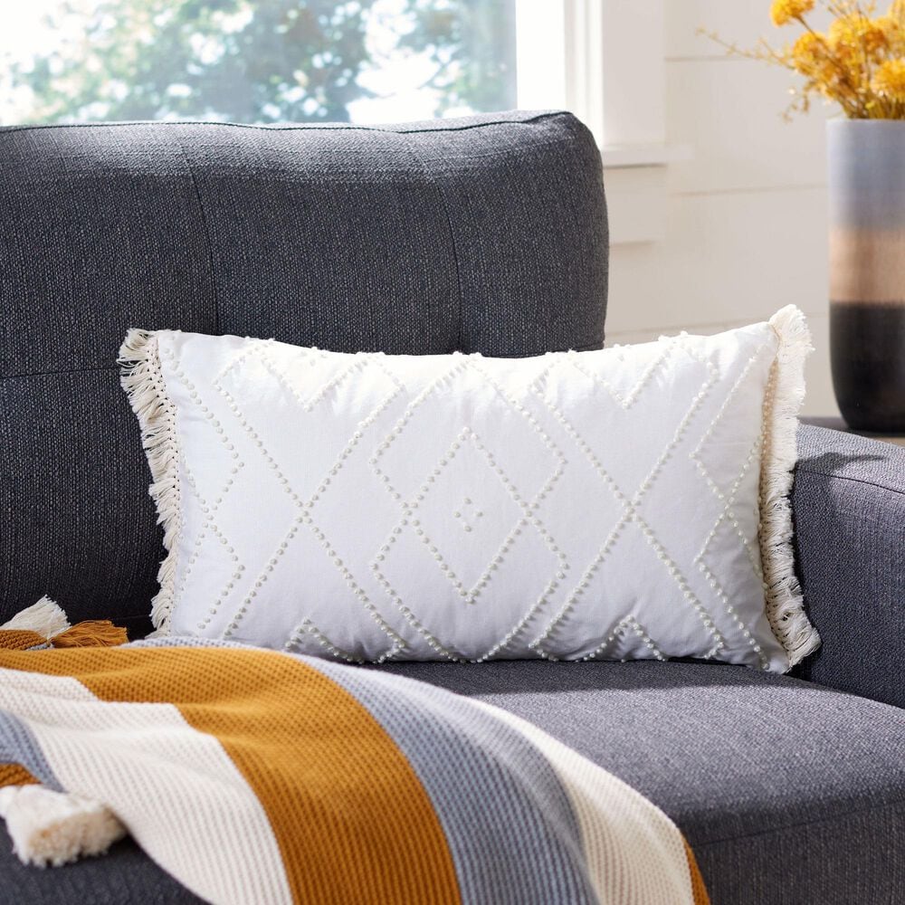 Safavieh Sorena 12&quot; x 20&quot; Pillow in White, , large