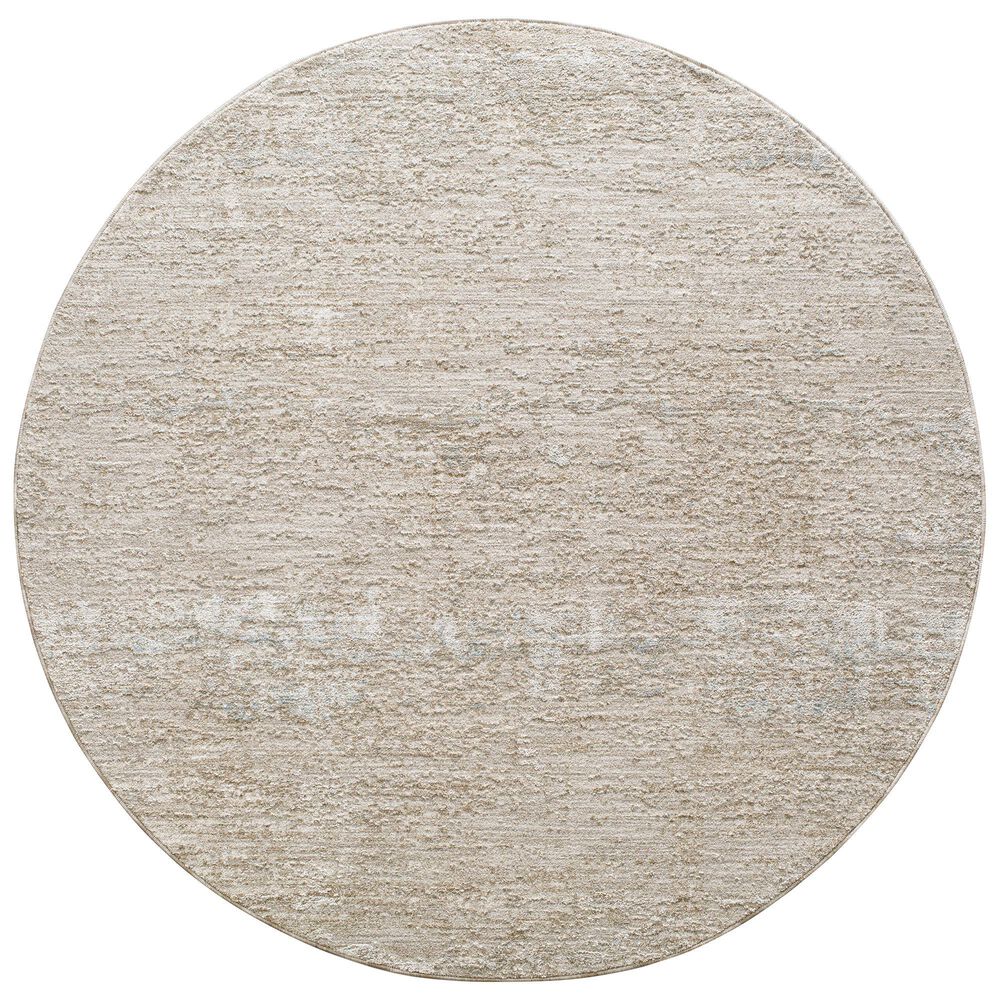 Surya Masterpiece Medium Gray, Light Gray, Cream and Ice Blue 6'7" Round Area Rug, , large