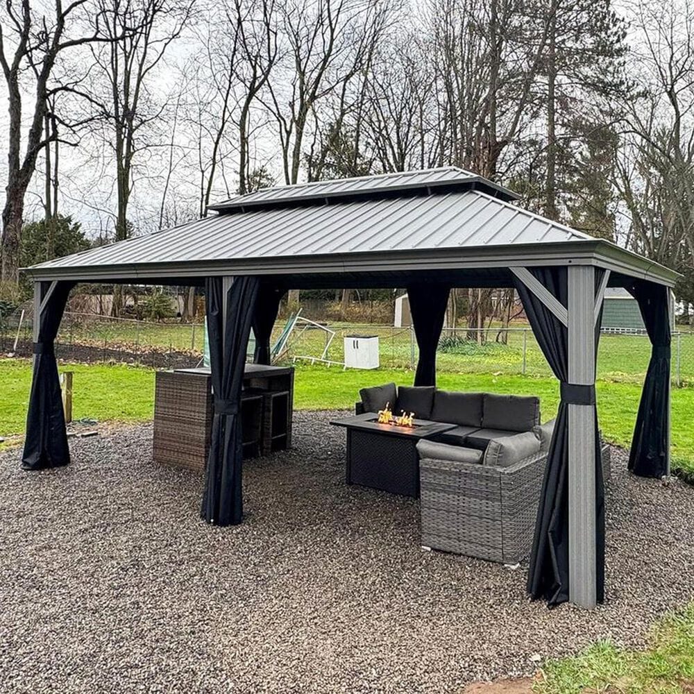 HOMLUX 12'X20' Hardtop gazebo with double roof in Bronze in Gray, , large