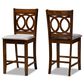 Baxton Studio Lenoir Counter Height Pub Chair with Grey Cushion in Walnut Brown (Set of 2), , large