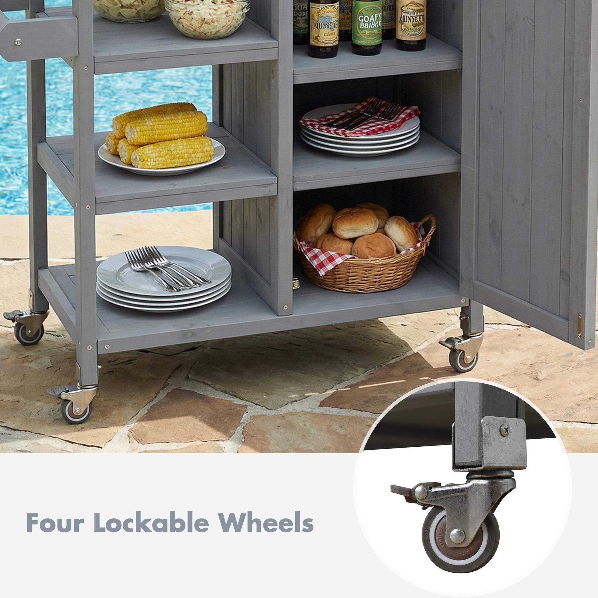 Hearth and Haven Outdoor Kitchen Island Cart with Stainless Steel