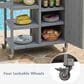 Hearth and Haven Outdoor Kitchen Island Cart with Stainless Steel Top and Lockable Wheels in Gray, , large