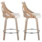 LumiSource Charlotte Swivel Counter Stool with White Faux Leather Upholstery in Whitewashed and Chrome (Set of 2), , large