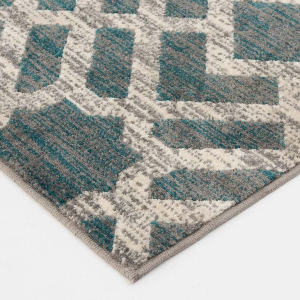 Central Oriental Terrace Tropic Newell 5&#39; x 7&#39; Stone and Turquoise Area Rug, , large