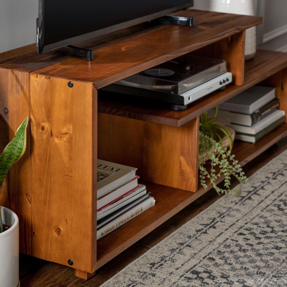 Walker Edison 60&quot; Rustic Solid Wood TV Console in Amber, , large