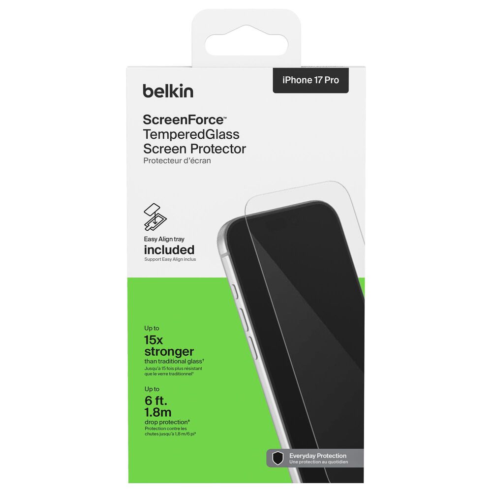 Belkin Glass Screen Protector with EZ Tray for Apple iPhone 17 Pro/18 Pro in Clear, , large