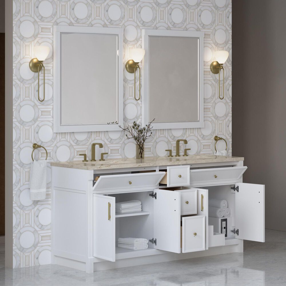 James Martin Bellshire 72" Double Bathroom Vanity in Bright White with 3 cm Tajnar Eclos Top, Rectangular Sinks and FreePower Wireless Charger, , large