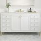 James Martin Vanities Chicago 60" Single Bathroom Vanity in Glossy White with 3 cm Lime Delight Quartz Top and Rectangular Sink, , large