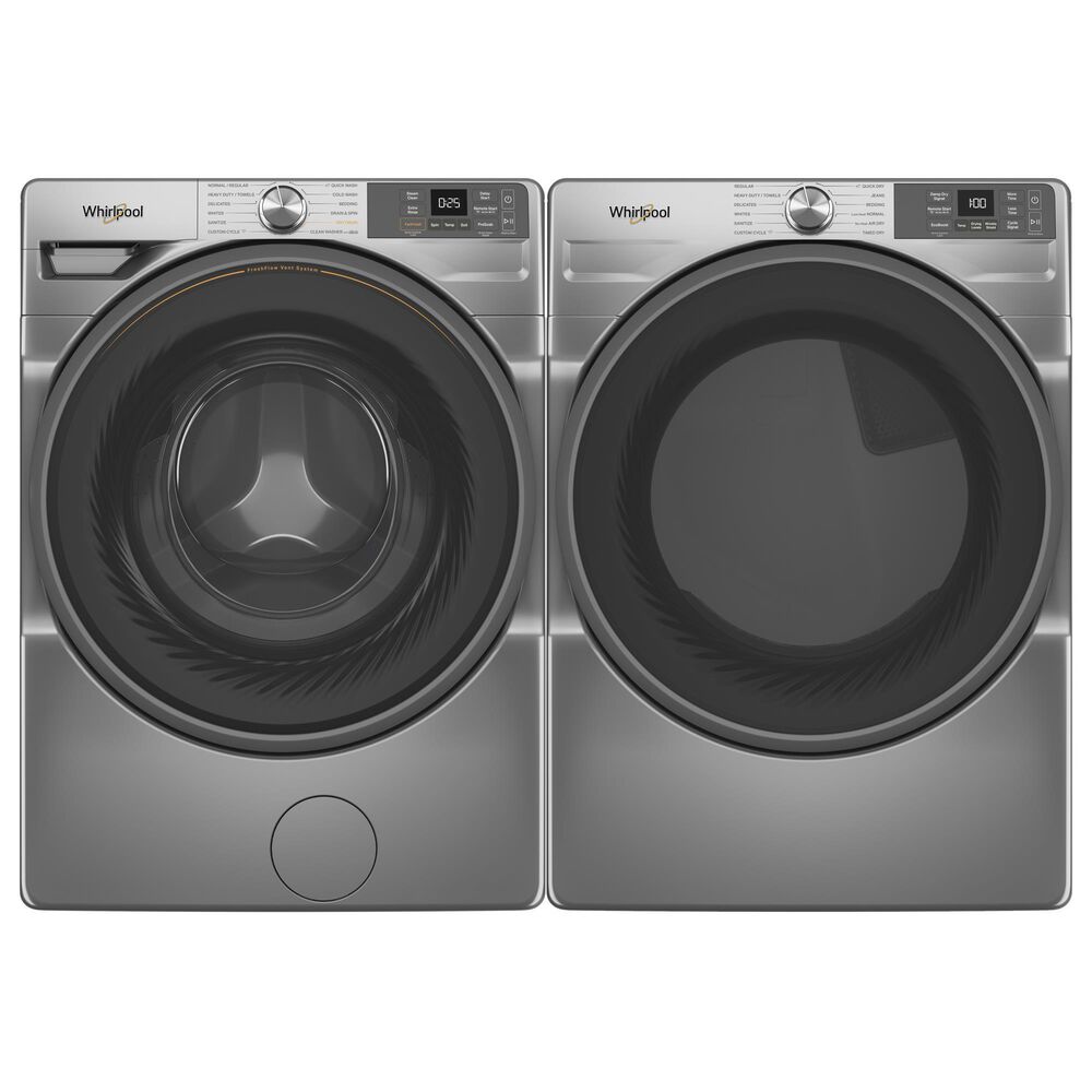 Whirlpool 4.5 Cu. Ft. Smart Front Load Washer and 7.4 Cu. Ft. Smart Electric Dryer Laundry Pair in Radiant Silver, , large