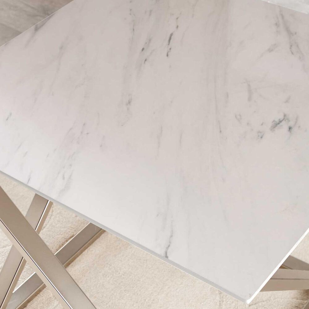 Crystal City Zurich Cocktail Table in White and Pewter, , large